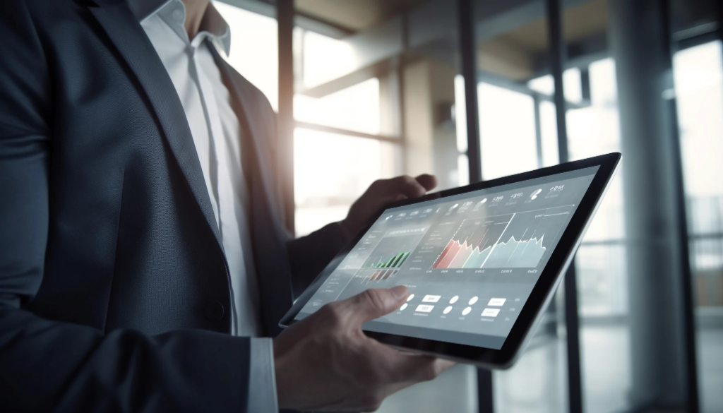 Executive holding Channel Incentive Management tablet