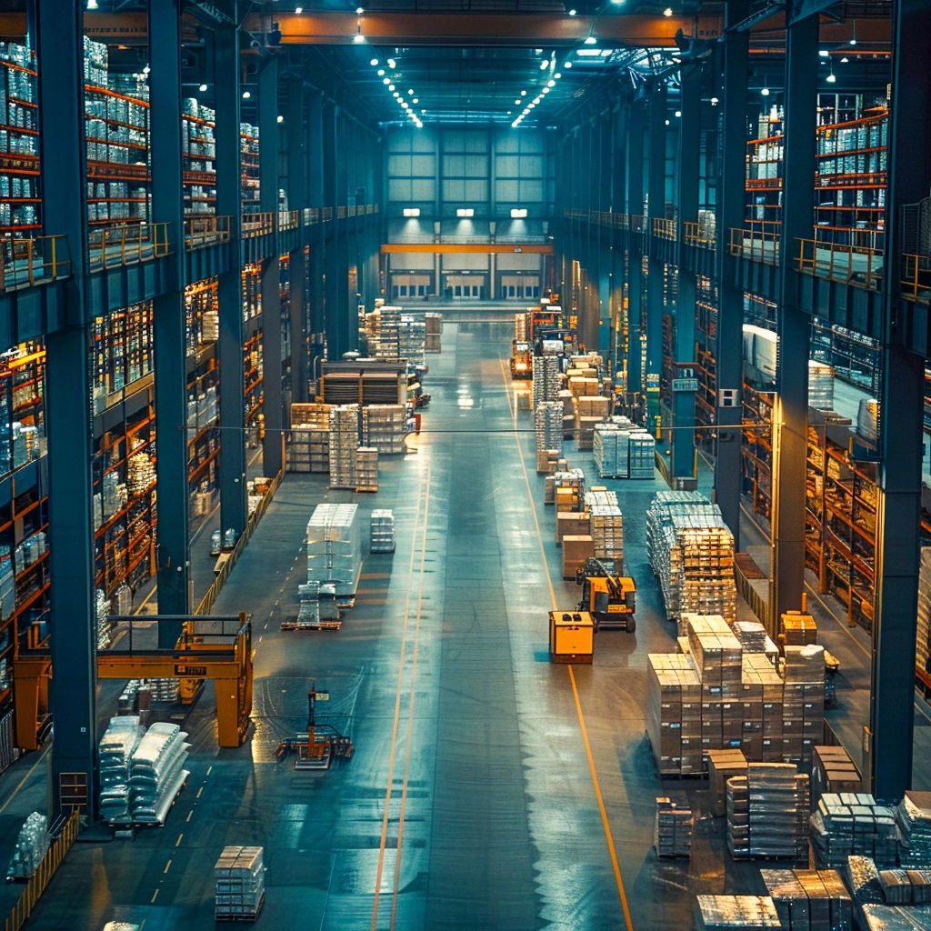 Modern Logistics Warehouse Aisle